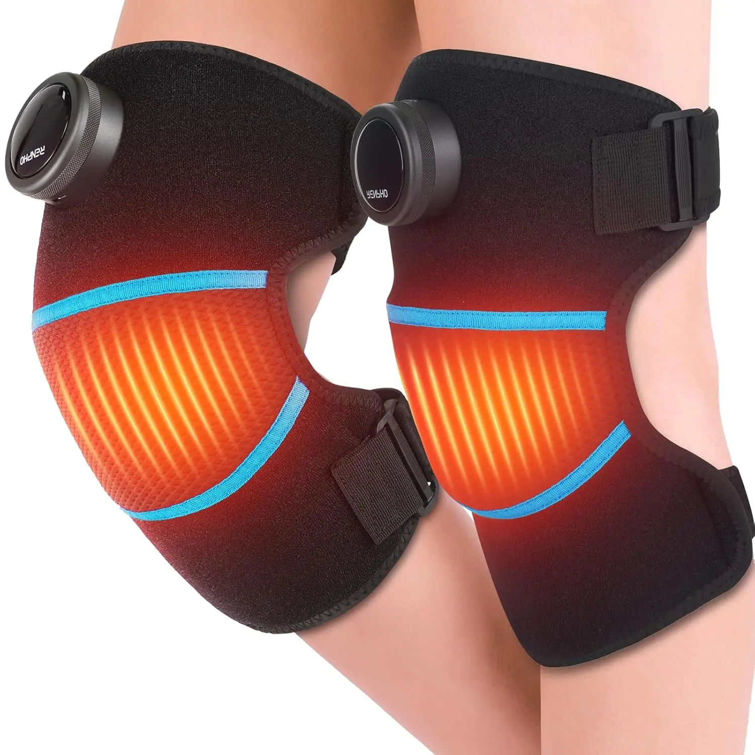 RENPHO Wireless Foot Massager with 20 Heating Mode, Portable Knee Massager for Pain Relief, Heating Pad for Knee Shoulder Elbow, Valentines Day Gifts for Her Him (2 Pcs)