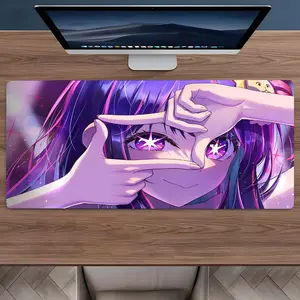 Anime Girl with Starry Eyes Singer Design Large Gaming Mouse Pad,Aesthetic Desktop Drotection Pad,Desktop Accessory,Washable Rubber Pad Non-Slip Lock Edge Multi-Size Mouse Pad Suitable For Home Office,Good Gift for Family and Friends