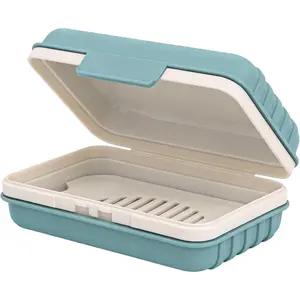 Travel Bar Soap Dish Holder for Shower, Waterproof Soap Case with Lid, Portable Soap Box with Drainage Tray for Bathroom Kitchen Sinks, Gym, Hiking, Outdoor, Camping Essentials