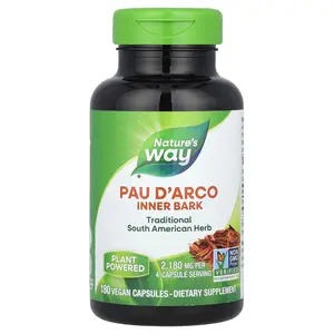 Nature's Way Pau D'Arco Inner Bark 545 mg 180 Vegan Capsules Traditional South American Herb Plant Powered Dietary Supplement