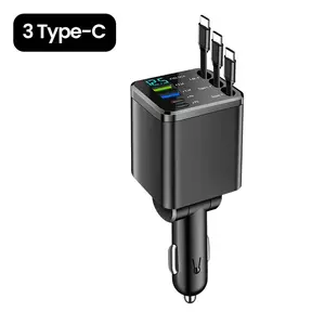 Retractable Car Charger 7 in 1 Fast Charging Car Charger Retractable Cable USB Type C Multi Ports Car Charger Adapter Compatible Smart Voice Assistant Headset with ENC
