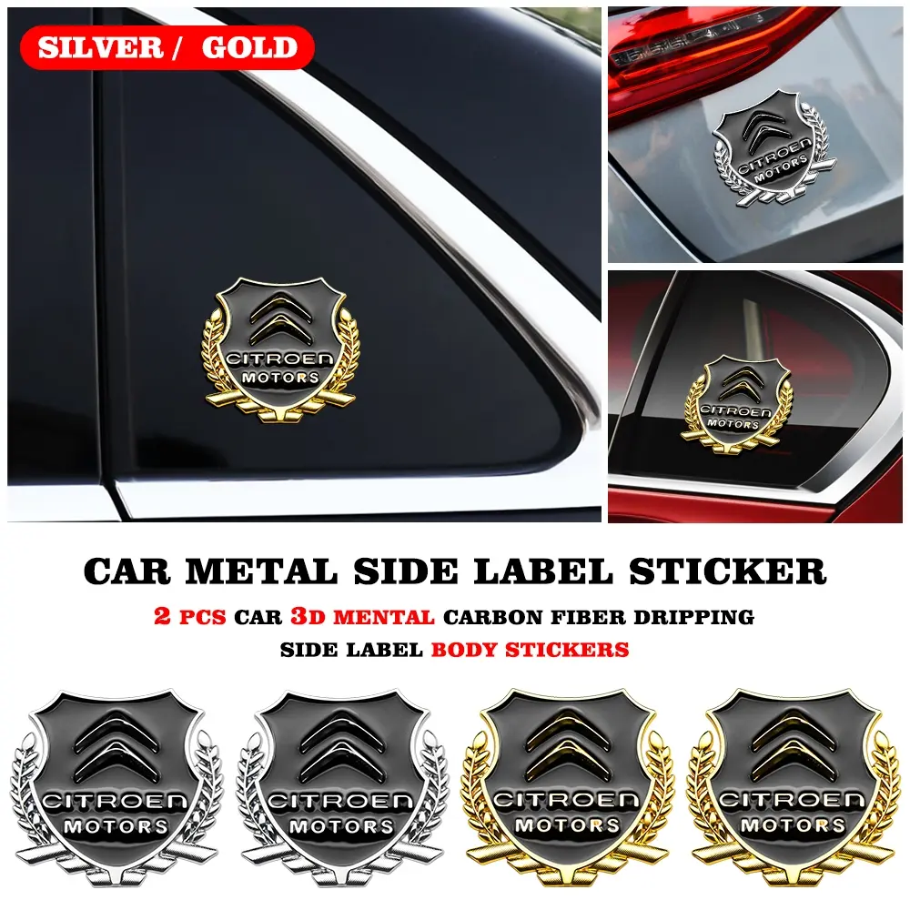 3D Metal Car Logo Sticker, Rear Trunk Decoration Decal, Customizable Auto Emblem, Citroen Model, Enhance Vehicle Appearance