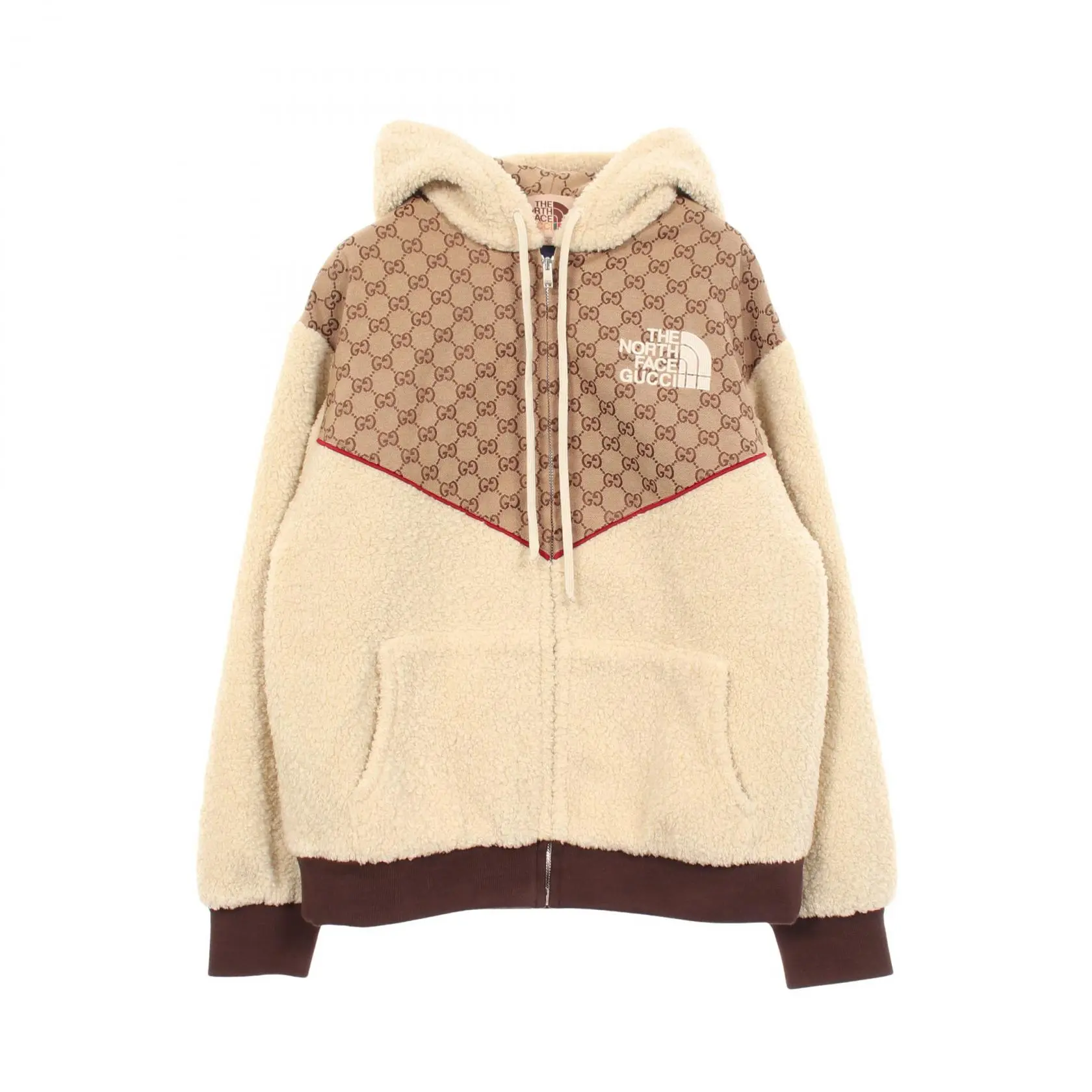 Pre-owned GUCCI Cotton Small Leather Goods x The North Face GG Canvas Fleece Jacket