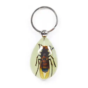 Glow In The Dark Pendant Keychain with Real Wasp