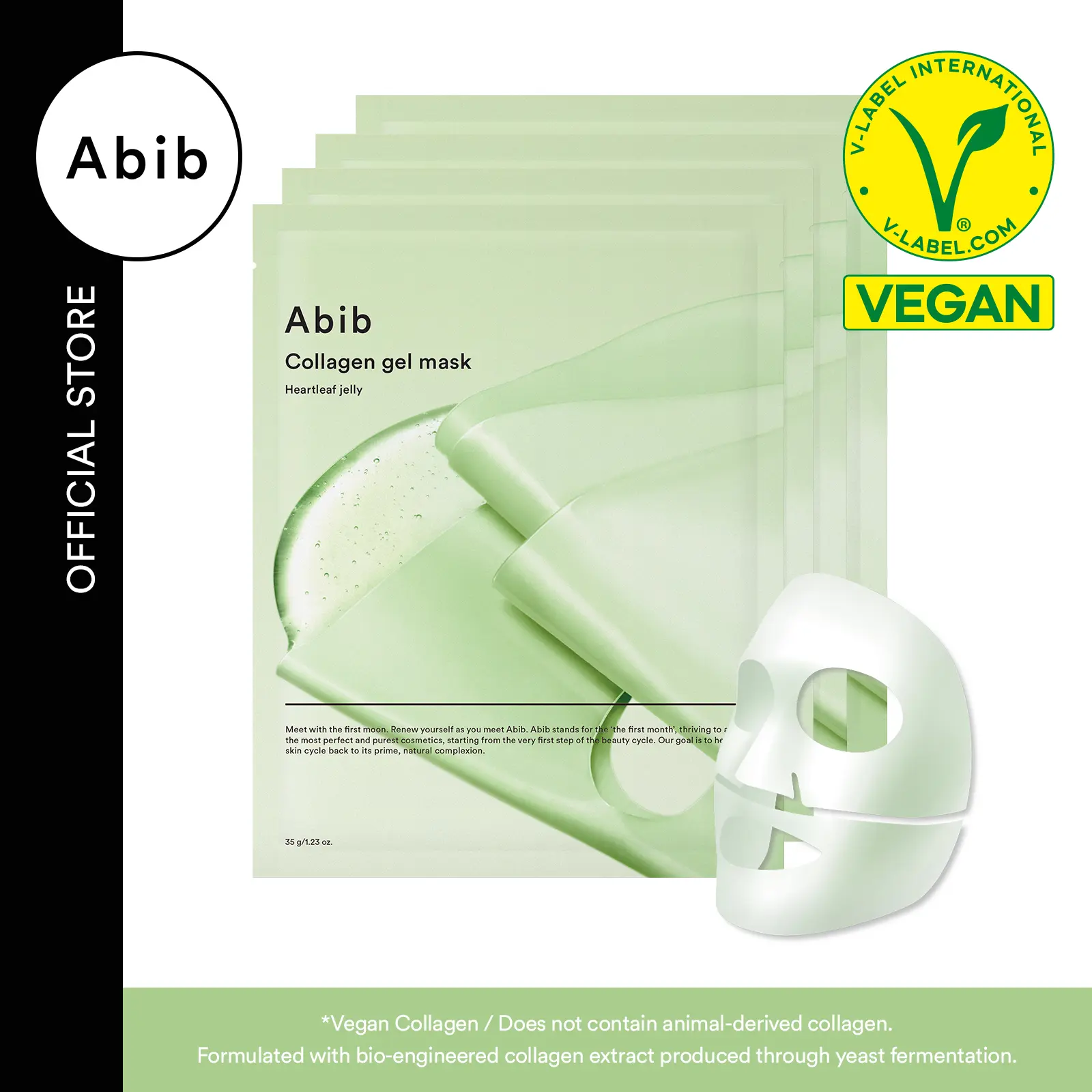 [Abib Official] Abib Vegan Collagen Gel Mask Heartleaf (4P) for glowing skin｜Korean Vegan Collagen, Overnight Hydrogel Mask, Soothing and Calming