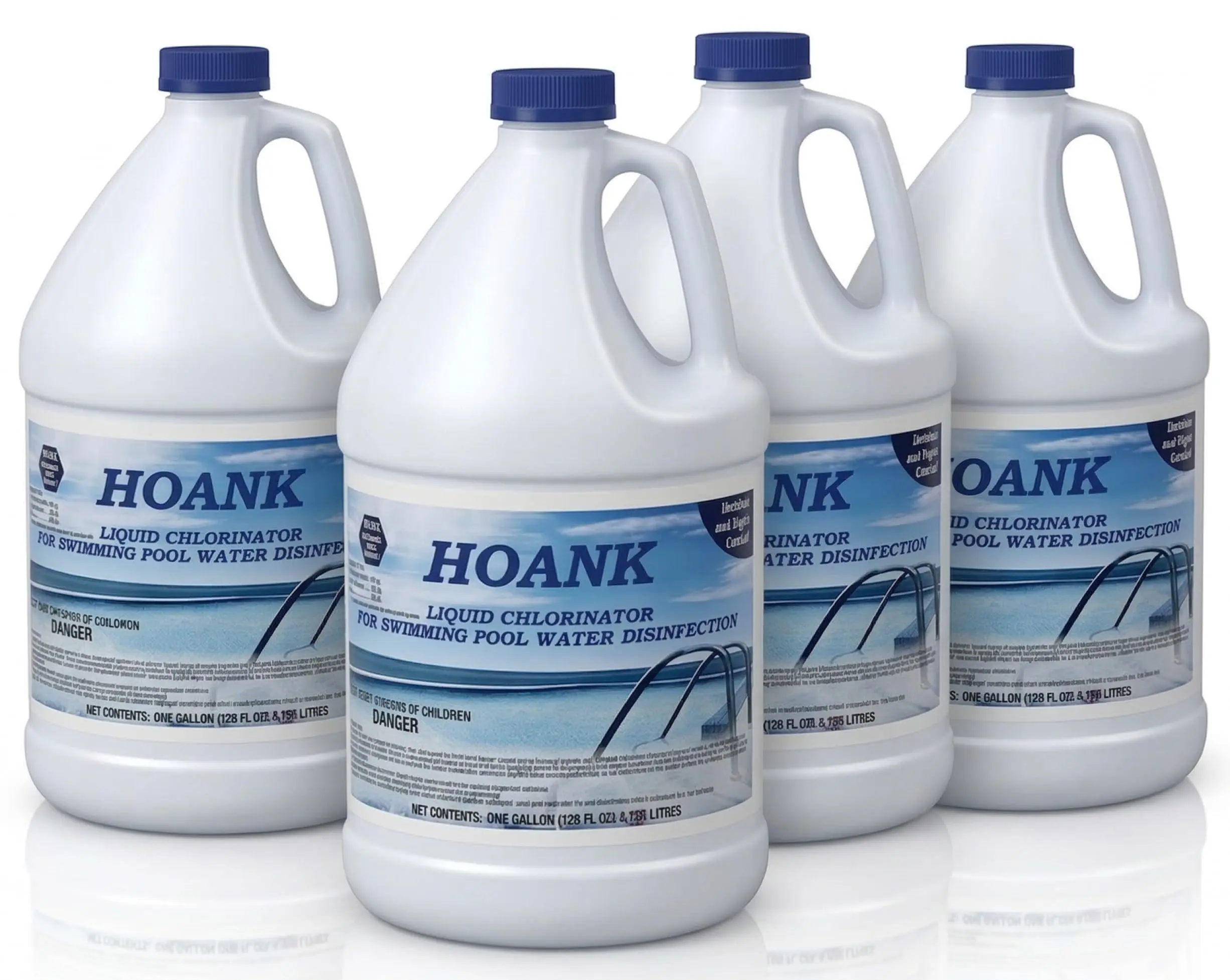 (4 Gallons) - Pool Shock Liquid Chlorine for Swimming Pools, 12.5% Sodium Hypochlorite, Treatment for Clear Water and Algae Control in Above Ground & Inground Swimming Pools - Ready-to-Use