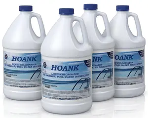 (4 Gallons) - Pool Shock Liquid Chlorine for Swimming Pools, 12.5% Sodium Hypochlorite, Treatment for Clear Water and Algae Control in Above Ground & Inground Swimming Pools - Ready-to-Use