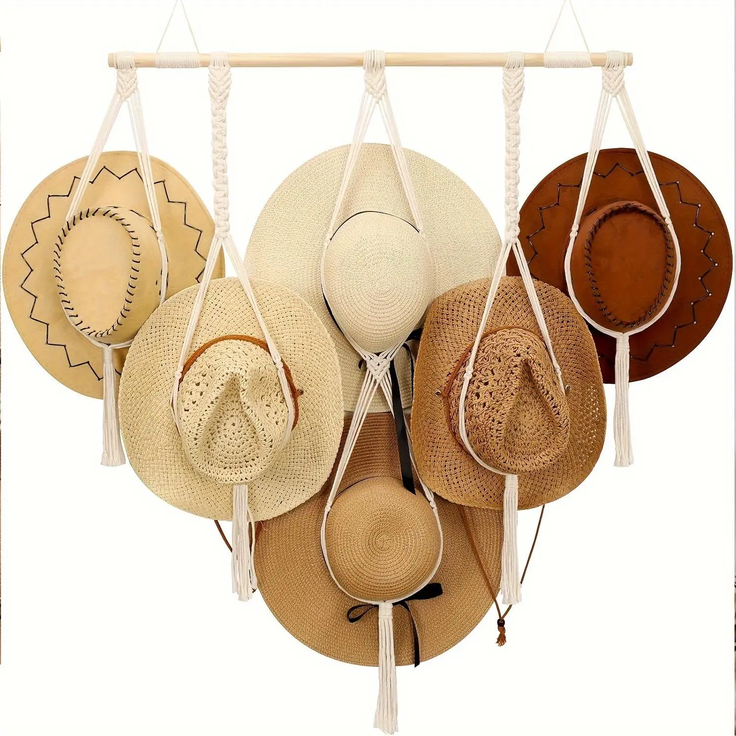 Multi-tier Tassel Hanging Hat Hook, Hat Hanger Holder, Wall Mounted Hat Display Rack, Tassel Decoration, Household Storage Organizer for Hallway, Bedroom, Wall Decor, Wall Mounted Hanger, Hat Hooks Storage, Hat Organizer Installation, Hat Hangers for Wall