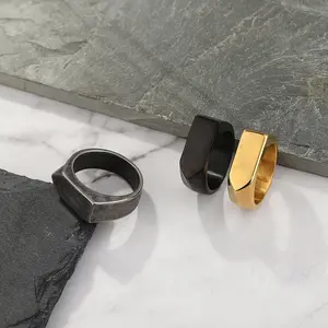 GTHIC Simple Wide Arrow Stainless Steel Ring for Men Women Fashion Accessories Daily Wear