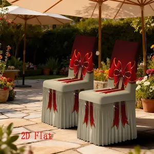 2/4/5/6/7pcs 2D Printed Bow Ruffled Chair Cover & Tablecloth Set, Removable, Reusable, All-Season Home Decor, Perfect Gift