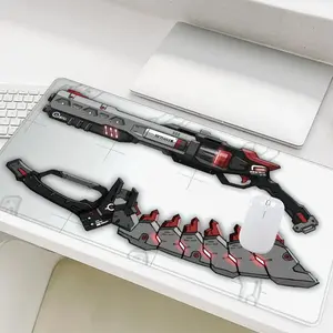 Cool Sci-fi Weapon Pattern Mouse Pad, Rectangle Gaming Mouse Pad, Non-Slip Rubber Base Stitched Edge Desk Pad for Home Office Game Room