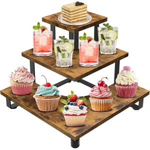 Wooden 3-Tier Display Shelf – Cupcake, Food & Collectibles Riser Stand for Vendor Booths & Farmers Market