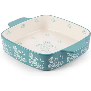 Ceramic 9x9 Square Baking Dish Brownie Casserole Lasagna Pan Rose Bakeware Sets
