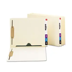 Smead 34101 Reinforced End Tab Pocket Folder- Two Fasteners- Letter- Manila- 50-Box