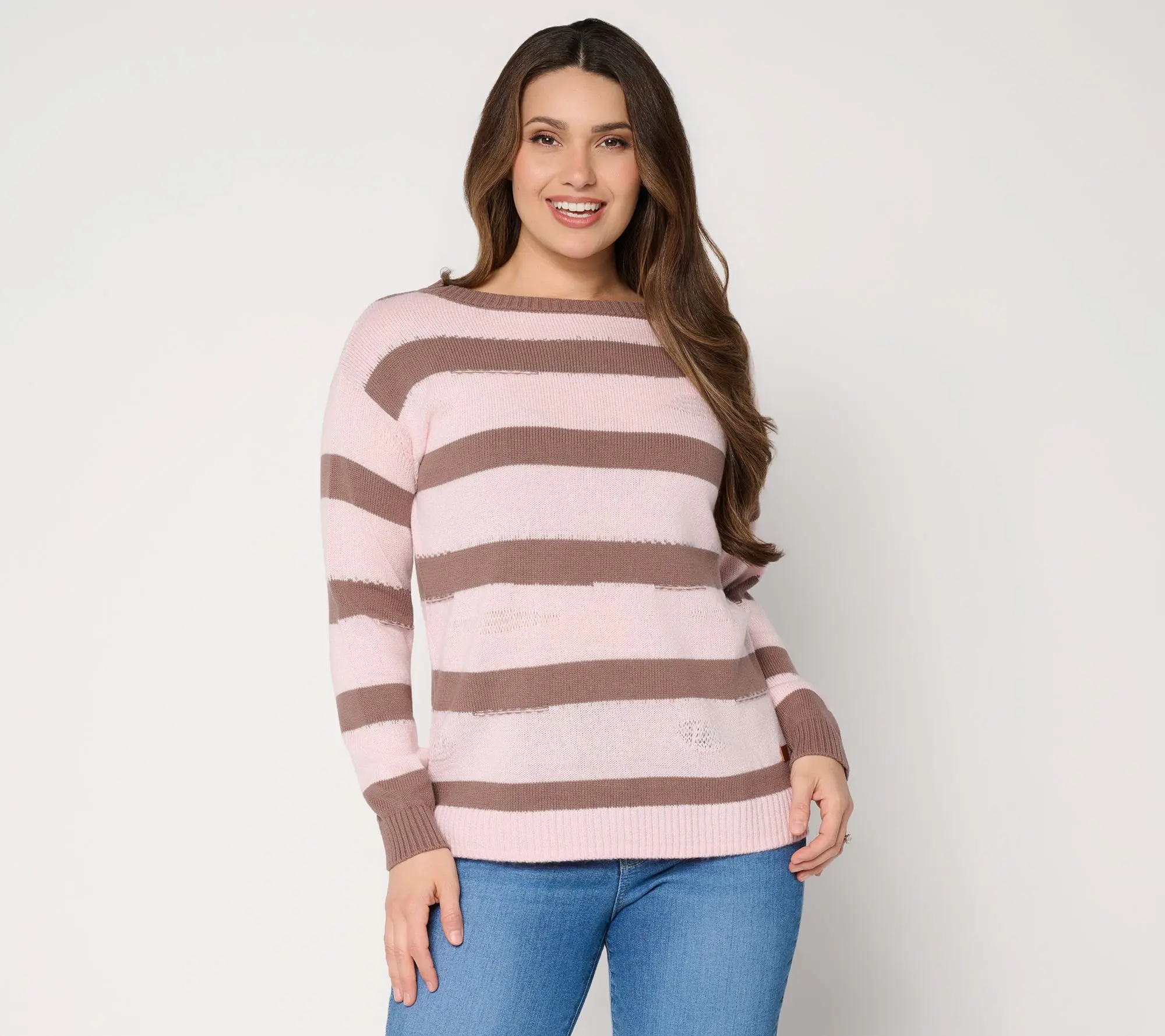 Peace Love World Mixed Yarn Stripe Sweater