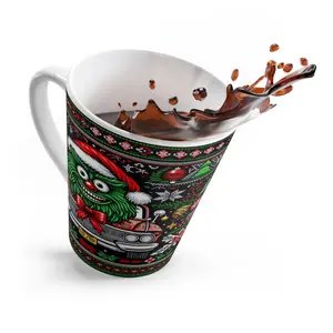 Ugly Latte Mug for Christmas, Funny Holiday Cup, White Elephant Gift, Festive Coffee Mug, Quirky Xmas Drinkware Ceramic Washable Reuse Reusable