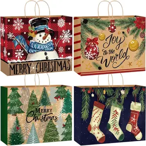 12 count  Christmas  Bags,  Xmas Holiday Tote  Paper Bag  Shopping Wrapping Bag's for  Year Party Favors Supplies