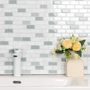 10pcs Peel and Stick Wall Tile Sticker Mosaic Tile Pannel Marble Style Vinly Wallpaper  Removable Waterproof Square Wall Decals Self Adhesive Stickers Kitchen Bathroom Decoration
