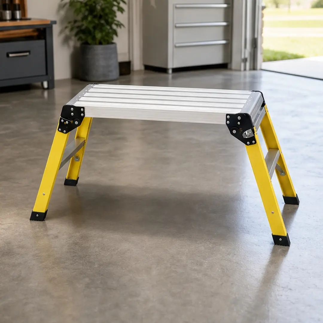 ARCH Aluminum Step Ladder - Heavy-Duty Folding, Portable Collapsible, Sturdy Portable Design, 330 Lbs Capacity, Anti-Slip Surface, Skid-Resistant Feet, for Home Improvement Safety (Ladders with Antique Silver/Yellow Options), Folding Ladder