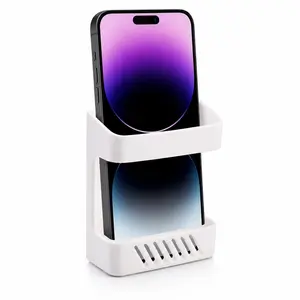 DECOBAY D5 Wall Mount Phone Holder with Charging Cable Hole, Self-Adhesive Phone Wall Mount for iPhone, Samsung Galaxy & Most Smartphones, Bedside Phone Holder for Bedroom, Bathroom, Dorm, RV & Boat