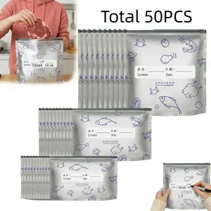 [Free Ship] 50 PCS Reusable Foil Storage Bags | Airtight Slider Pouches for Veggies, Fruit, Meat & Beans