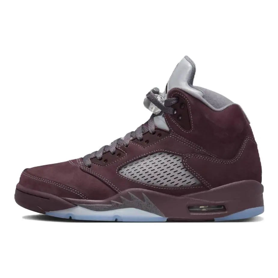 Jordan 5 Retro Burgundy 2023 Mid Top Basketball Shoes Unisex Deep Light Graphite Metallic Silver DZ4131-600