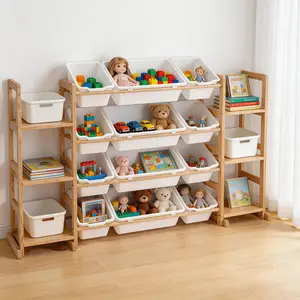 WGCTEK Kids Toy Storage Organizer - 6 Shelves, 12 Bins, Multi-Functional Bookshelf for Playroom, Bedroom Organization