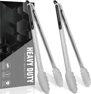 17 Inch Extra Long Grill Tongs Set of 2, Ultimate Stainless Steel Tongs for Grilling, Cooking, BBQ/Barbecue, Buffet and Turning