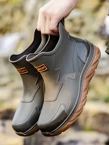 Men's Comfortable Short Tube Waterproof Boots, Non-Slip Durable Rubber Shoes, Outdoor Hiking Daily Commute, Fishing Garden Work Shoes