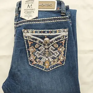 MONTERO D859 Denim Women's Cowboy Boot Jeans - Durable Material, Comfortable Fit, Versatile for Casual Wear, Unique Cowboy Boot Design, Perfect for Everyday Outings - Womenswear