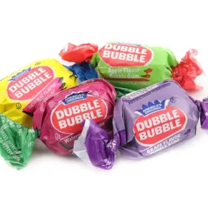 Dubble Bubble Gum - 4 Flavor - Bubble Gum Bulk - 1 LB Bag - Individually Wrapped Gumballs- Apple Gum, Watermelon Gum, Grape Gum - Super Bubble Gum Snack Candy