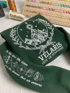 Velaris City Of Starlight Embroidered Sweatshirt, Velaris Embroidered Hoodie, Feyre Archeron,Rhysand High Lord,Night Court sweater,sjm shirt