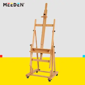 MEEDEN Art Extra Large Heavy-Solid Beech Wooden Easel, with 4 Premium Locking Silent Caster Wheels, Hold Max 82"