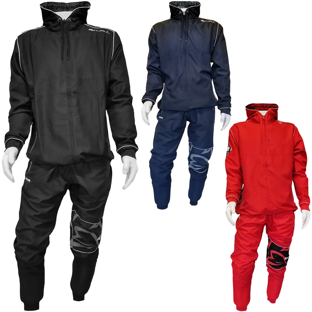 Rival Men's Elite Active Tracksuit Uniform - Hooded Athletic Fit Workout Gym Clothing, Breathable Polyester Fabric, Breathable Tracksuit, Fitness Support Men's Tracksuit Set