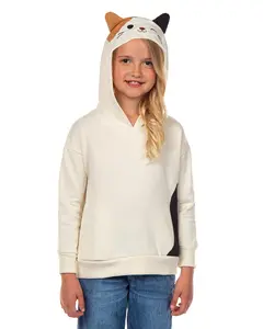 Squishmallows Hoodie Girls' Cam The Cat 3D Plush Ears Embroidered Face Kids Pullover Sweatshirt