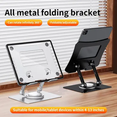 Sturdy 360° Rotatable-Collapsible Compact Tablet Mount Stand - Adjustable Holder, Multi-Angle, Hands-Free Flexible Accessory for 4.7-12.9in iPads, Kindles, Smartphones, Portable Tablet Stands & Bases, Ideal for Daily Use, Mothers' Day Gift, Accessories