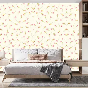 Lovely Pink Carnations Pattern Wallpaper, 1 Roll Self-adhesive Waterproof Removable Wallpaper, Decorative Wallpaper for Home Living Room Kitchen Bedroom Dormitory