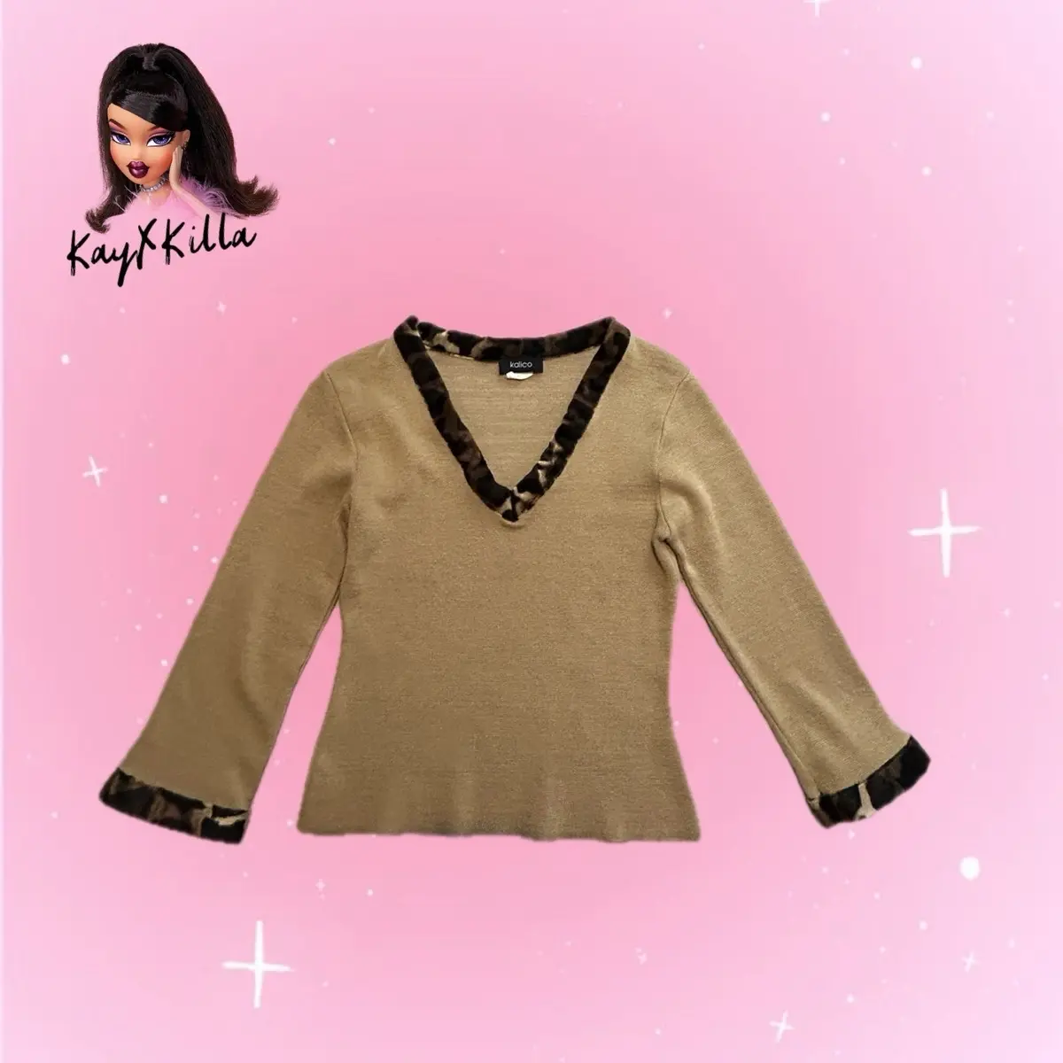 Women’s vintage 90's cheetah print Fur long sleeve