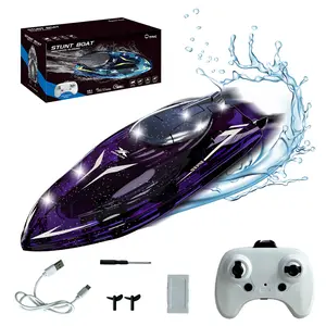 2.4G Remote Control Stunt Boat, Outdoor Water Toy with Light, Waterproof Design Remote Control Boat, Outdoor Toy for Boys