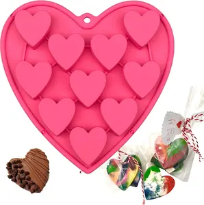 Heart Shaped Cake Pans Heart Silicone Mold for Baking, Large 2 Inches Molds, 10 Cavities Suitable for Ice Cube Mold, Chocolate Mold, Valentines Silicone Molds (1, Pink)