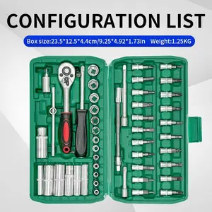 53 Pieces 1/4 inch Drive Socket Ratchet Wrench Set with 72 Tooth Reversible Ratchet, with Bit Socket Set and Extension Bar for Auto Repairing and Household, with Storage Case