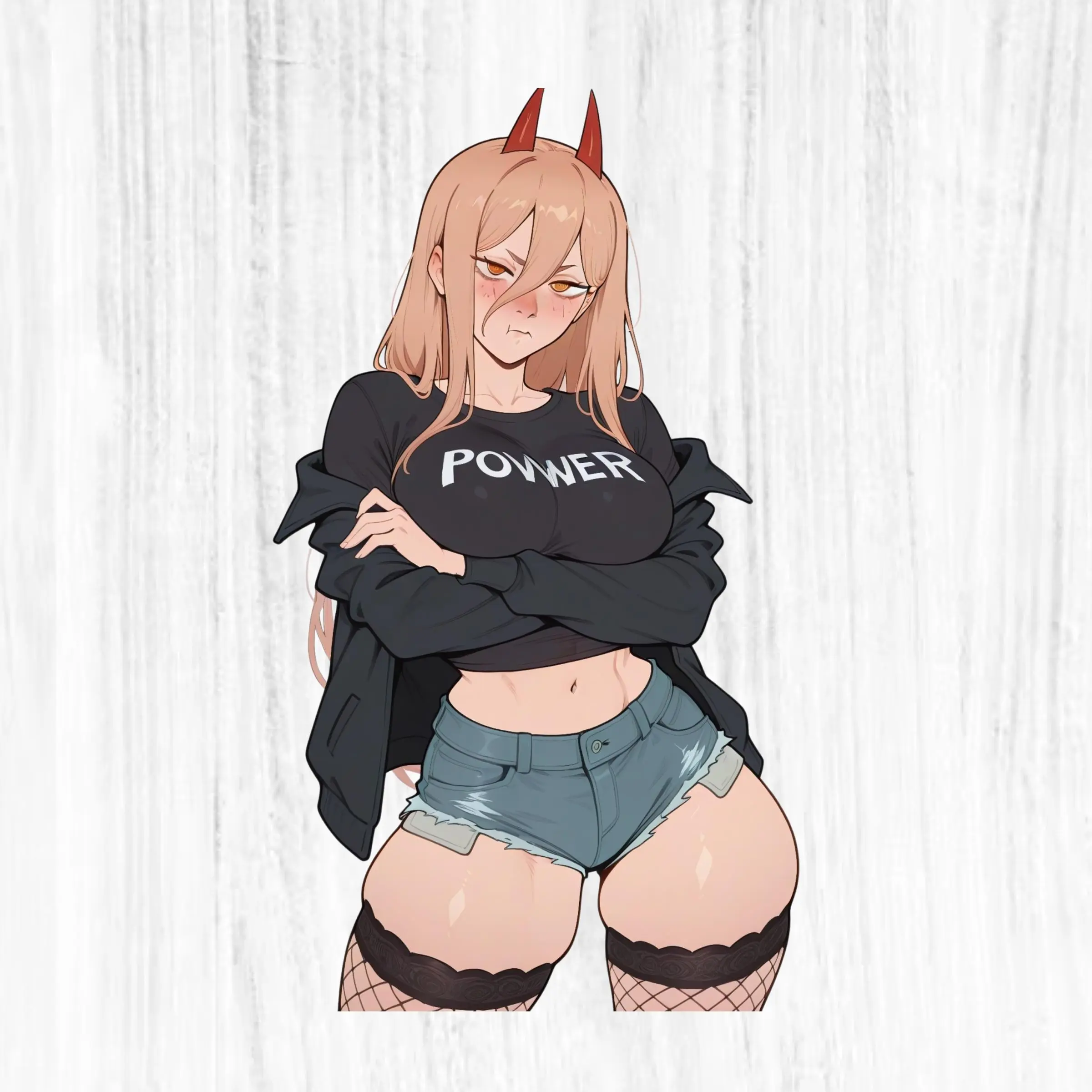Power Anime Devil Girl Sticker, Manga Waifu Vinyl Decal, Laptop Car Window Gamer Gift for Anime Fans