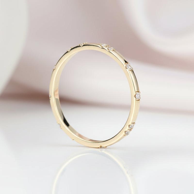 14k Yellow Diamond Option Stackable Wedding Band