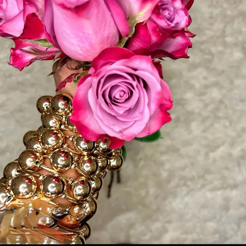 Gold Chrome Bubble Bracelets Set of 3