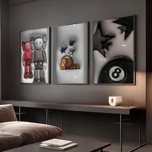 Set Of 3 HypeBeast Room Decor, Hypebast kaws Poster, Cool Wall Art Set,, 3D Wall Art Bundle, HypeBeast Wall Art, Trendy Wall Art