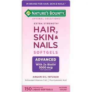 Advanced Hair, Skin & Nails, Argan-Infused Vitamin Supplement with Biotin and Hyaluronic Acid, 150 Rapid Release Softgels, 50 Total Servings
