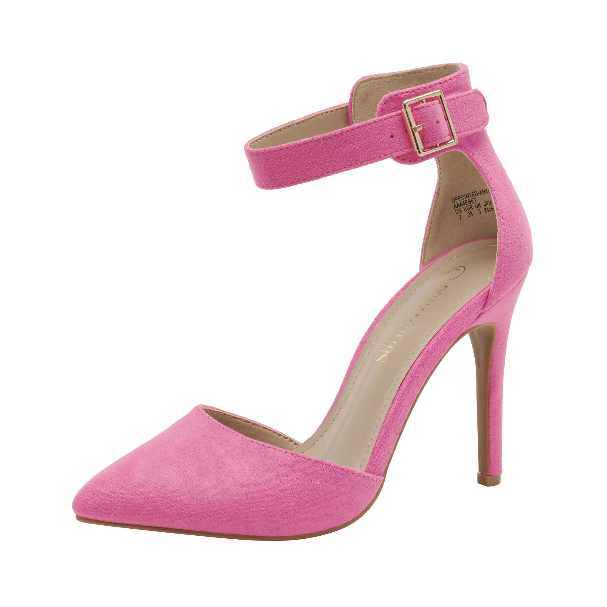 Dream Pairs Women's Stiletto High Heels, Pointed Toe Pumps with Anti-Chafing Ankle Strap, Padded Insole Summer Footwear, Elegant, Classic, Fashion, Shoe, Platform, Wedding, Slip On, Synthetic, Latex Pad, Rubber