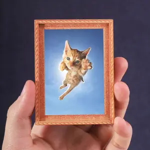 Funny Cat Kitty Refrigerator Magnet, Fun Mini Photo Frame Fridge Magnet, Home Decor, Great Holiday Gift, Unique Kitchen Accessory, Fridge Decorating Magnet, Decoration