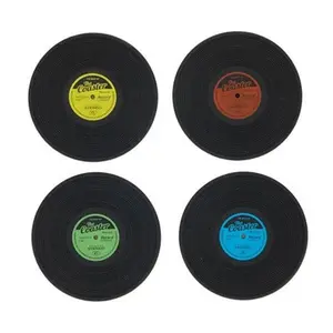 Vintage 45 Record Coasters, Set of 4