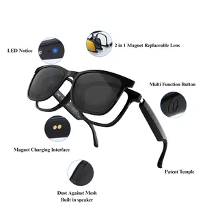 Magnetic Smart Glasses 2 in 1 with LED Notice & Multi Function Button Wearable Bluetooth Enabled Polarized Lens Dust Resistant Mesh